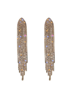 New Classic Crystal Earrings Ladies Exaggerated Long