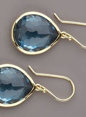 Trendy Water Drop Sea Blue Zircon Stones Earrings Exquisite