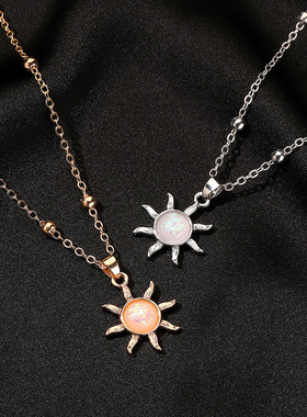2023 Artistic Sun Opal Necklace for Women Trendy Beaded