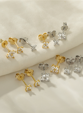 2023 Real Sterling Silver Earrings For Women Petal Crystal