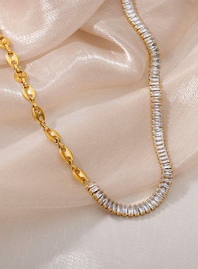 Stainless Steel Zircon Necklace Snake Bone Necklaces Thick C