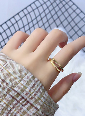 XIYANIKE Silver Color  Double Layer Geometric Ring Female