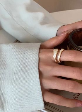 Retro Gold Color Double Oil Drip Open Rings for Women