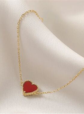 Sterling Silver Heart-shaped Agate Bracelet Women's Summer