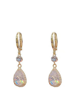 Fashion Heart Zircon Earrings Drop Shaped Earclips