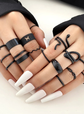 16Pcs/set Punk Finger Rings Minimalist Smooth Gold Color
