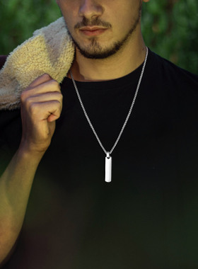 2023 Initial Bar Necklace for Men, Thick Geometric Vertical