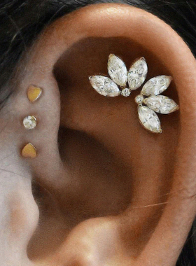 Korean Fashion Cubic Zirconia Yellow Silver Plated Stud