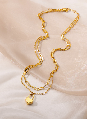 Stainless Steel Heart Pendant Necklace For Women Fashion Sim