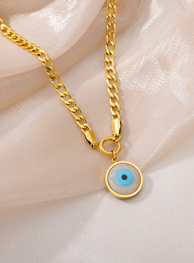 Stainless Steel Evil Eyes Pendant Necklace For Womens Jewelr