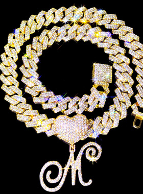 New Fashion A-Z Initial Cursive Letter Pendant Cuban