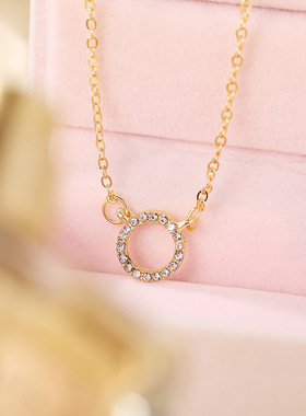 2021 Trend Elegant Jewelry Crystal Circle Pendant Necklace