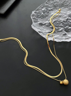Light Double Layer Gold Titanium Steel Round Clavicle Chain
