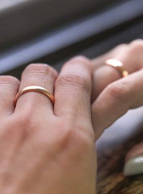 4MM Simple Smooth Rings For Women Men 585 Rose Gold Color