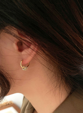 Trendy 14K Gold Plated Geometric Gear Shape Circle Hoop Earr