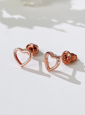 New Minimalist Heart Stud Earrings for Girls 3 Metal