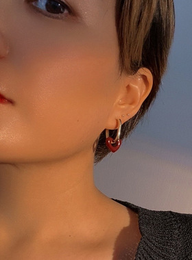 Light Elegant Retro Wine Red Hollow Love Dangle Earrings