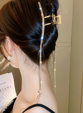 2023 Crystal Long Tassel Hair Clips for Women Luxury Gold
