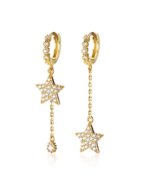 925 Sterling Silver Star Hoop Earring for Women Gold Huggie