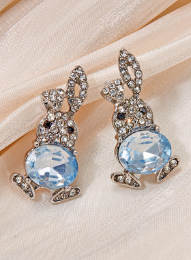 Fashion Rabbit Crystal Stud Earrings for Women Lovely