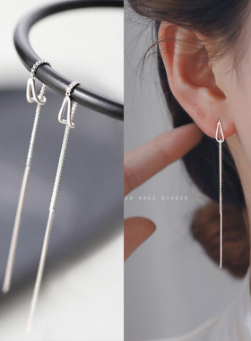 Simple Style Box Chain Tassel Drop Earrings For Women Long