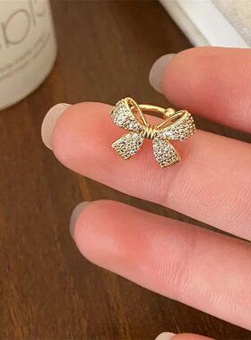1Pcs Trendy Zircon Bowknot Cuff Earrings Non-Piercing Cuff