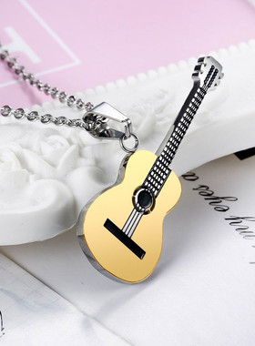 High Quality Stainless Steel Guitar Shape Pendant Necklaces