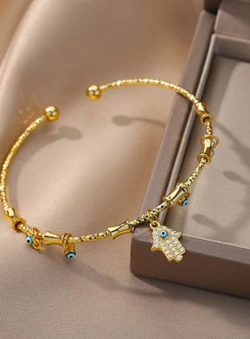 Hand Evil Eye Bracelet For Women Stainless Steel Zircon