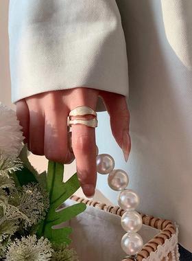 Retro Gold Color Double Oil Drip Open Rings Women Luxury