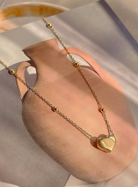 Trendy Fine 14K Real Gold Heart Shaped Chain Pendant Necklac