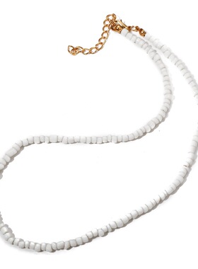 Bohemia White Bead Choker Necklace For Women Vintage Chain