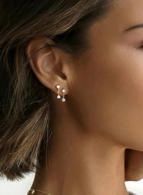 1PC Stainless Steel Cubic Zirconia Hoop Earrings For Women