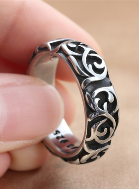 2023 New Zinc Alloy Flower Rattan Ring Retro Trendy Male