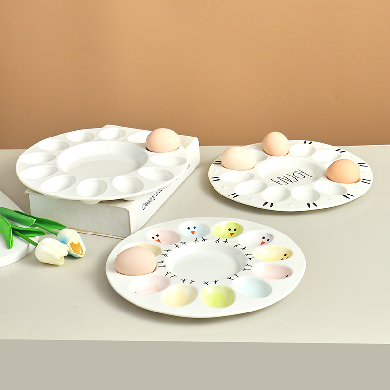 欧美复活节陶瓷鸡蛋托盘餐厅酒店放蛋盘创意高档西餐仪式感早餐盘-图2