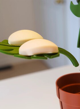 镜面叶子龟背竹仿真植物浴室收纳盒/牙刷牙膏架/家居摆件