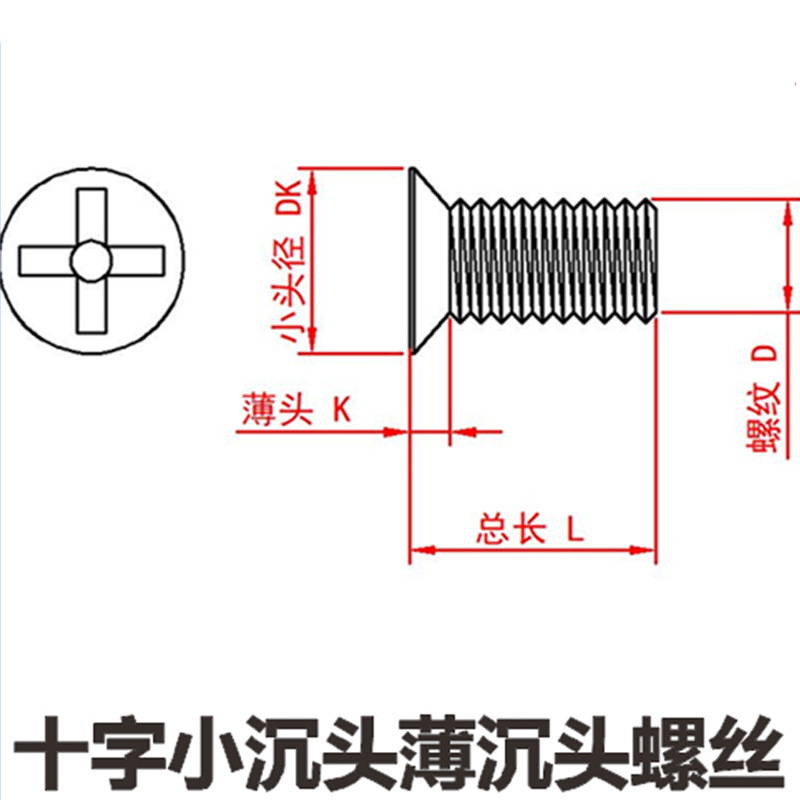 黑色十字薄头小沉头螺丝钉子小头小平头小帽螺钉M2M3M4M5M6*4-40-图2