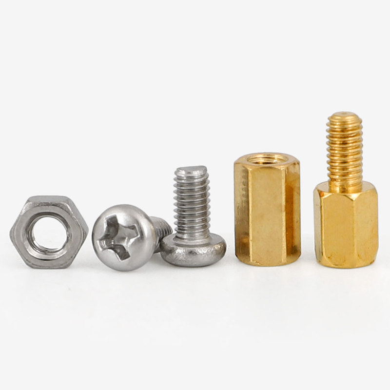 铜柱M3*5/6/8/10/12/15+6双通隔离柱M3六角螺母圆头螺丝钉共12种