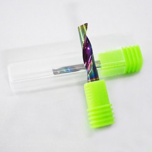 8 10 12mm七彩涂层钨钢单刃铝用铣刀 铝板型材数控雕刻机切割刀 - 图1