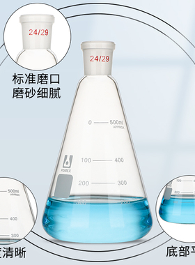 化学实验室磨口锥形瓶 荣力普玻璃三角烧瓶器材