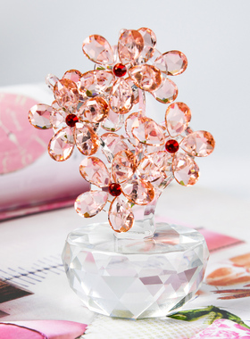 快速发货特价新品水晶梅花u摆件 办公室家居客厅玄关橱窗装饰花花
