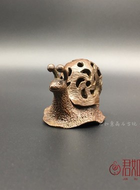 快速发货手工茶宠全铜蜗牛香x炉摆件纯铜创意熏香炉迷你铜多功能