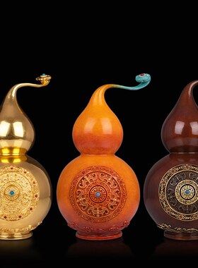 快速发货葫芦摆件全铜贴金八宝八吉祥葫芦客厅办公V室摆放风水五