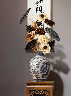 中古风禅意中式摆件干花