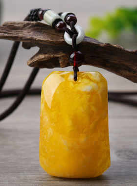 鸡油黄老蜜蜡项链女水滴琥珀长款吊坠男民族风复古玉挂绳链毛衣链
