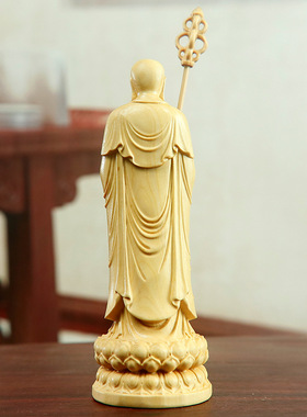 黄杨木雕摆件地藏王菩萨家居客厅佛像手把件把玩工艺品禅意家居