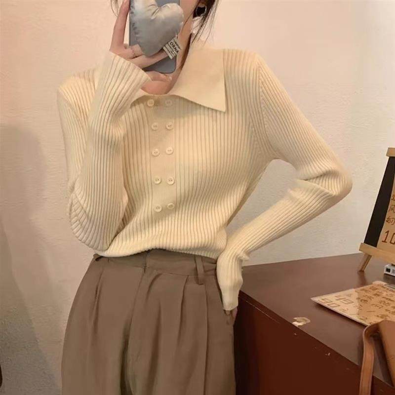 2025新款设计感内搭毛衣女上衣秋冬高级感修身针织衫polo领打底衫,淘宝优惠券,粉丝福利购,淘宝优惠卷