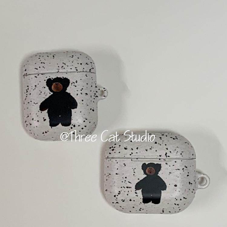 韩ins设计可爱泼墨可爱小熊pro3进口菲林耳机壳适用于苹果1/2/3/4代airpods pro2保护套airpods 4代硬亮,淘宝优惠券,粉丝福利购,淘宝优惠卷