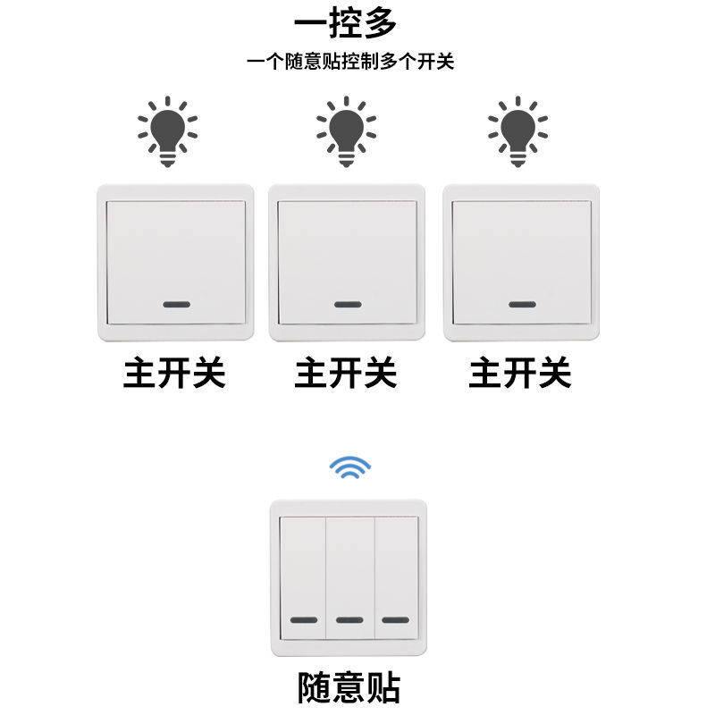 无线遥控开关黑色智能灯面板免布线控制器220v家用双控远程随意贴-图2