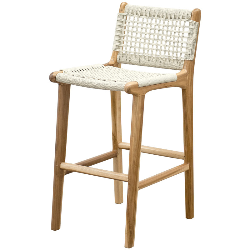 印尼原装进口吧椅北欧民宿岛台椅实木藤编咖啡厅高脚椅家用餐椅,淘宝优惠券,粉丝福利购,淘宝优惠卷