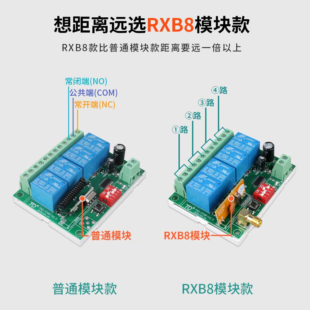 拓安达无线遥控开关12vDC模块4路继电器远程24v马达智能控制遥控 - 图2